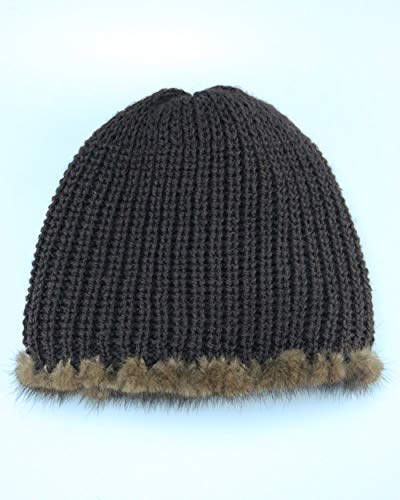 BIGYAO Sombrero de Piel de visón Natural para Mujer Cosaco Sombrero de Estilo Ruso con Estiramiento para Gorra cálida de Invierno- Brown