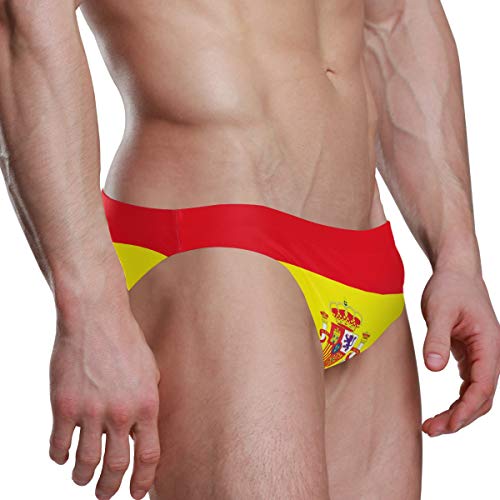 Bikini de natación para hombre, bandera de España con emblema de playa, bikini para hombre, ropa interior 3XL, hombre grande