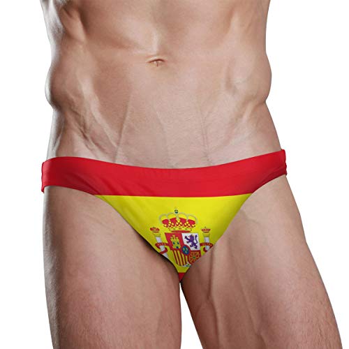 Bikini de natación para hombre, bandera de España con emblema de playa, bikini para hombre, ropa interior 3XL, hombre grande