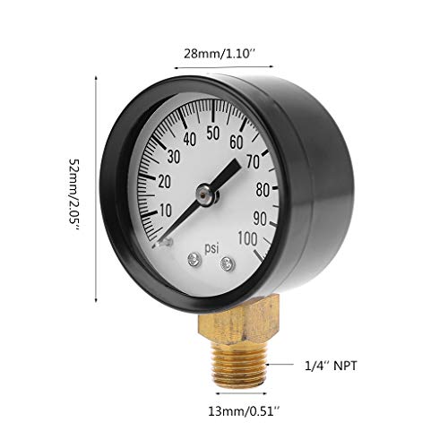 BIlinli 0-100 PSI 1/4"Pozo Bomba SPA de Piscina Filtro de presión de Agua Calibrador de Lado bajo Montaje Lateral BIlinli 0-100 PSI 1/4"Pozo Bomba SPA de Piscina Filtro de presión de Agua Calibrador de Lado bajo Montaje Lateral