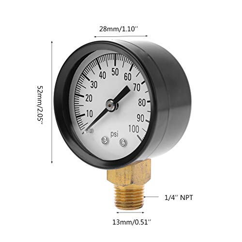 BIlinli 0-100 PSI 1/4"Pozo Bomba SPA de Piscina Filtro de presión de Agua Calibrador de Lado bajo Montaje Lateral