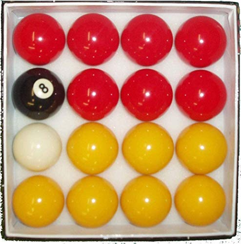 BILLARES Y DARDOS CAMARA Juego de Bolas de Billar Americano de Casino Amarillas y Rojas (57,2mm y Blanca 60,3mm)