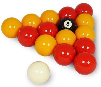 BILLARES Y DARDOS CAMARA Juego de Bolas de Billar Americano de Casino Amarillas y Rojas (57,2mm y Blanca 60,3mm)