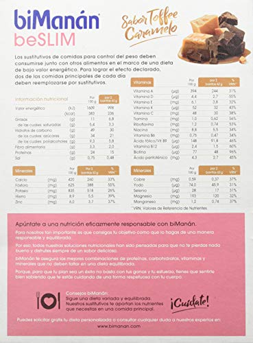biManán - beSLIM - Sustitutivos para Adelgazar - Barritas Toffee - 10 uds 310 gr biManán - beSLIM - Sustitutivos para Adelgazar - Barritas Toffee - 10 uds 310 gr