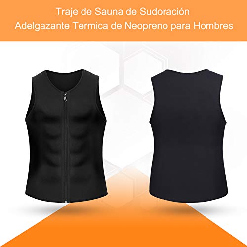 Bingrong Chaleco Sauna Hombre Fajas Reductoras Adelgazantes Hombres Compresion de Neopreno Chaleco para Adelgazante Sudoración con Cremallera para Deporte Fitness (Nergo, M)