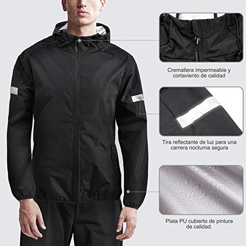 Bingrong Cortavientos Running Hombre Conjunto de Chándal Deportivo para Hombre Traje de Entrenamiento con Capucha Manga Larga Trajes de sudoración para Fitness con Cremallera