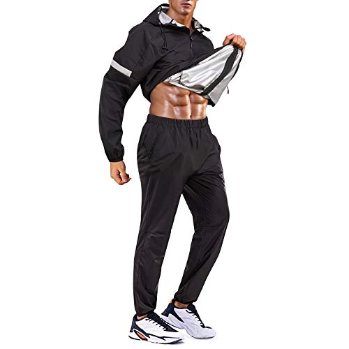 Bingrong Cortavientos Running Hombre Conjunto de Chándal Deportivo para Hombre Traje de Entrenamiento con Capucha Manga Larga Trajes de sudoración para Fitness con Cremallera