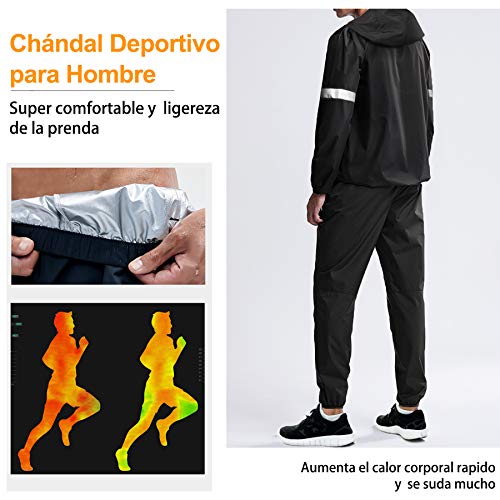 Bingrong Cortavientos Running Hombre Conjunto de Chándal Deportivo para Hombre Traje de Entrenamiento con Capucha Manga Larga Trajes de sudoración para Fitness con Cremallera (Negro, XX-Large)