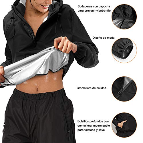 Bingrong Cortavientos Running Mujer Conjunto de Chándal para Mujer con Capucha Trajes de Sudoración para Fitness con Cremallera Ropa Deportiva para Correr Mangas Largas