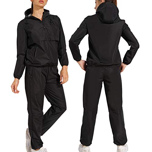 Bingrong Cortavientos Running Mujer Conjunto de Chándal para Mujer con Capucha Trajes de Sudoración para Fitness con Cremallera Ropa Deportiva para Correr Mangas Largas