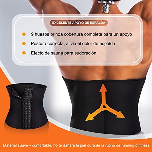 Bingrong Faja Reductora Adelgazante Hombres Faja Reductora Cinturón Lumbar Abdomen Ajustable para Deporte Fitness Efecto Sauna para la Quema de Grasa (Negro, 3XL)