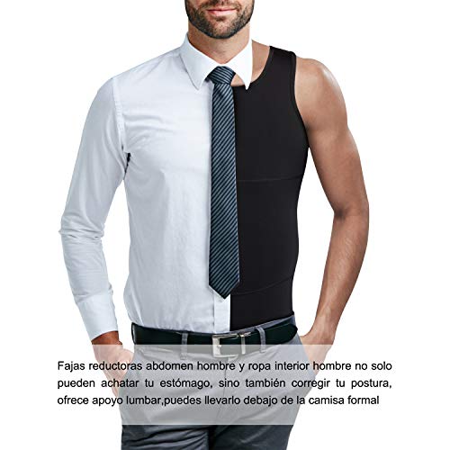 Bingrong Faja Reductora para Hombre Chaleco Adelgazante para Hombre Camiseta elástica para Abdomen Ropa Interior Reductora (Negro, Large)