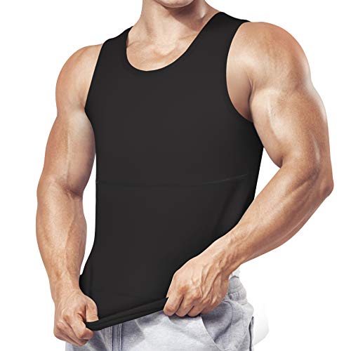 Bingrong Faja Reductora para Hombre Chaleco Adelgazante para Hombre Camiseta elástica para Abdomen Ropa Interior Reductora (Negro, Medium)
