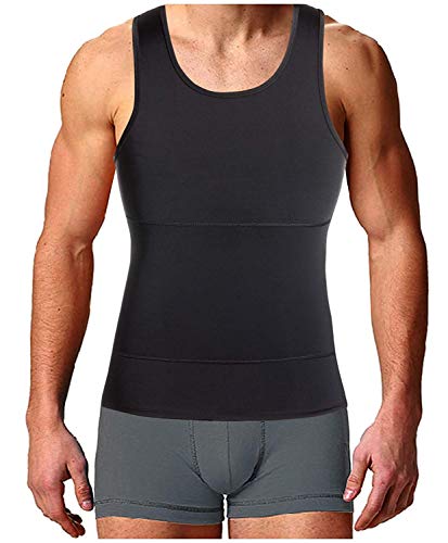 Bingrong Faja Reductora para Hombre Chaleco Adelgazante para Hombre Camiseta elástica para Abdomen Ropa Interior Reductora (Negro, Medium)