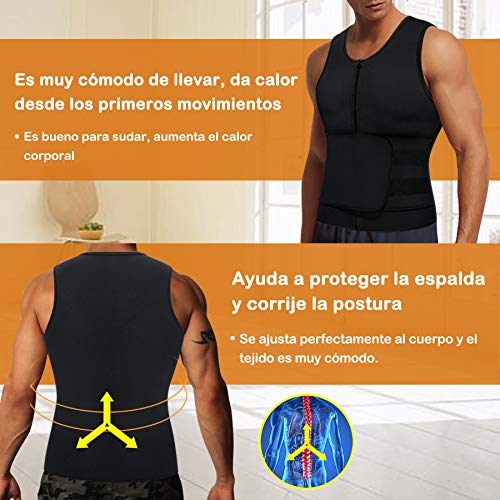 Bingrong Fajas Deportivas Chaleco Sudoracion Hombre con Cremallera Fajas para Adelgazar Sauna Fitness Faja Reductora Adelgazante Chaleco Neopreno Entrenador de Cintura Chaleco Reductor Hombre