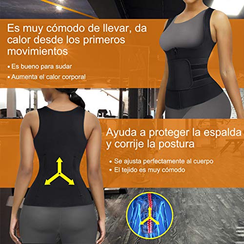 Bingrong Fajas Deportivas Mujer Entrenador de Cintura Fajas para Adelgazar Sauna Adelgazante Mujer Trajes de Sudoración para Fitness Fajas Reductoras Chaleco Sudoracion Mujer