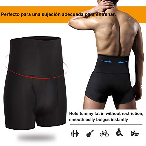 Bingrong Fajas Pantalones Braga Moldeadora Abdomen Hombre Boxers Calzoncillos Moldeador Orificio Fitness Ropa Interior Negra Elástico Shapewear for Men Faja Reductora Adelgazante (Negro, XXX-Large)