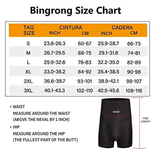 Bingrong Fajas Pantalones Braga Moldeadora Abdomen Hombre Boxers Calzoncillos Moldeador Orificio Fitness Ropa Interior Negra Elástico Shapewear for Men Faja Reductora Adelgazante (Negro, XXX-Large)