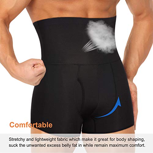 Bingrong Fajas Pantalones Braga Moldeadora Abdomen Hombre Boxers Calzoncillos Moldeador Orificio Fitness Ropa Interior Negra Elástico Shapewear for Men Faja Reductora Adelgazante (Negro, X-Large)