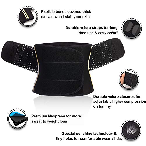 Bingrong Fajas Reductoras Adelgazantes Faja Lumbares Mujer Trabajo Fajas Deportivas Neopreno Cinturón Lumbar Mujer Waist Trainer Corset Fajas para Adelgazar Entrenador de Cintura (Negro, Small)