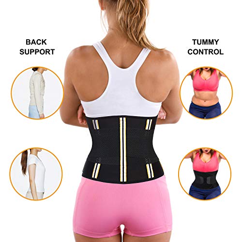 Bingrong Fajas Reductoras Adelgazantes Faja Lumbares Mujer Trabajo Fajas Deportivas Neopreno Cinturón Lumbar Mujer Waist Trainer Corset Fajas para Adelgazar Entrenador de Cintura (Negro, Small)