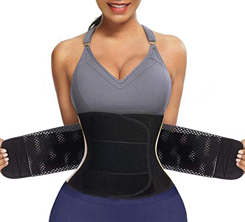 Bingrong Fajas Reductoras Adelgazantes Faja Lumbares Mujer Trabajo Fajas Deportivas Neopreno Cinturón Lumbar Mujer Waist Trainer Corset Fajas para Adelgazar Entrenador de Cintura (Negro, Small)