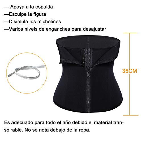 Bingrong Fitness Faja Cintura Entrenador de Cintura con Cremallera Faja Corset Fajas Reductoras Adelgazantes Mujer Waist Trainer Corset Faja Lumbar Moldeadora Bustier (Negro, Medium)