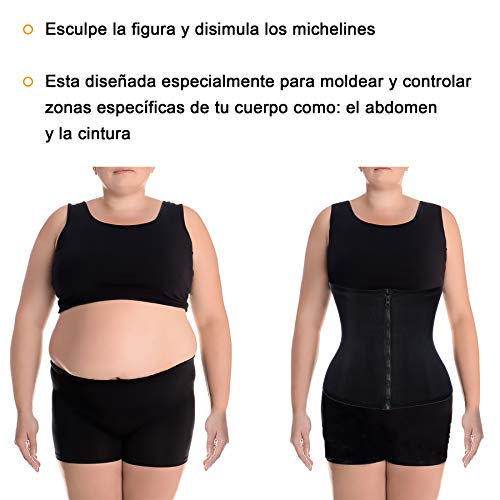 Bingrong Fitness Faja Cintura Entrenador de Cintura con Cremallera Faja Corset Fajas Reductoras Adelgazantes Mujer Waist Trainer Corset Faja Lumbar Moldeadora Bustier (Negro, Medium)