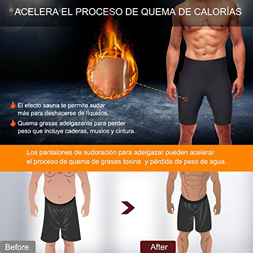 Bingrong Pantalones Cortos para Adelgazar Hombre Pantalón de Sudoración Adelgazar Pantalones de Neopreno para Ejercicio para Pérdida de Peso Deportivo (Negro, XXX-Large)