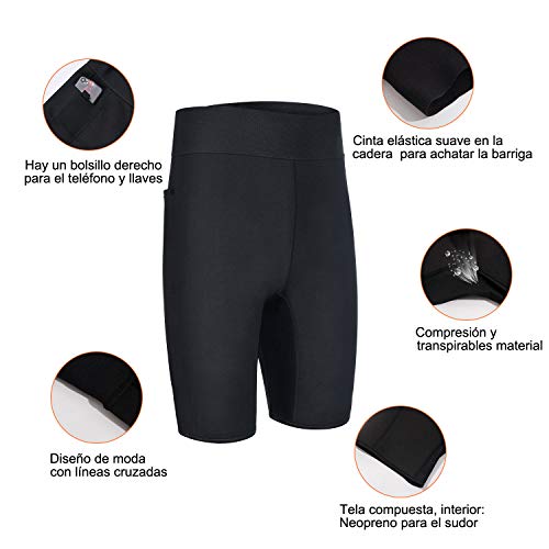 Bingrong Pantalones Cortos para Adelgazar Hombre Pantalón de Sudoración Adelgazar Pantalones de Neopreno para Ejercicio para Pérdida de Peso Deportivo (Negro, Large)
