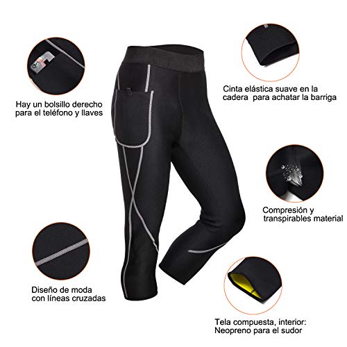 Bingrong Pantalones para Adelgazar Hombre Pantalón de Sudoración Adelgazar Pantalones de Neopreno para Ejercicio para Pérdida de Peso Deportivo (Negro, XL)