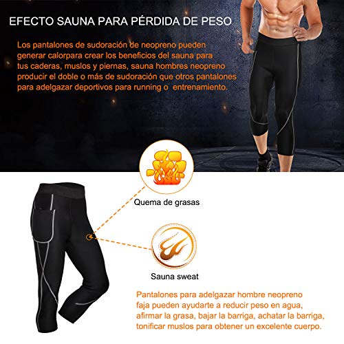 Bingrong Pantalones para Adelgazar Hombre Pantalón de Sudoración Adelgazar Pantalones de Neopreno para Ejercicio para Pérdida de Peso Deportivo (Negro, XL)