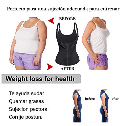 Bingrong Ropa Faja Reductora Mujer Adelgazante Lencería Moldeadora Shapewear Body Waist Trainer Corse de Abdomen Chaleco Moldeador Mujer (Negro, Small)