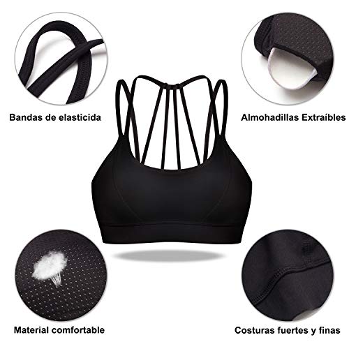 Bingrong Sujetador Deportivo de Entrenamiento Mujer Alto Impacto Yoga Fitness Running Camisetas sin Mangas Sin Costuras Acos Ropa Interior Almohadillas Extraíbles Bra Deporte Push Up (Negro, X-Large) Bingrong Sujetador Deportivo de Entrenamiento Mujer Alto Impacto Yoga Fitness Running Camisetas sin Mangas Sin Costuras Acos Ropa Interior Almohadillas Extraíbles Bra Deporte Push Up (Negro, X-Large)