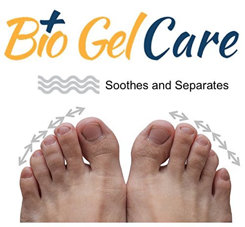 BIOGELCARE Separadores de gel para dedos de pies, 2 pares para pies izquierdo y derecho | Cojines y alisadores de dedos | 100% reciclables de suave gel bio
