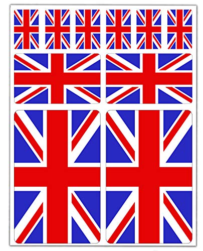 Biomar Labs® 10pcs Pegatina Reino Unido Britanica UK Inglesa Flag Bretaña Bandera Vinilo Adhesivo Coches Cascos Motos Ciclomotores Bicicletas Ordenador Portátil D 24