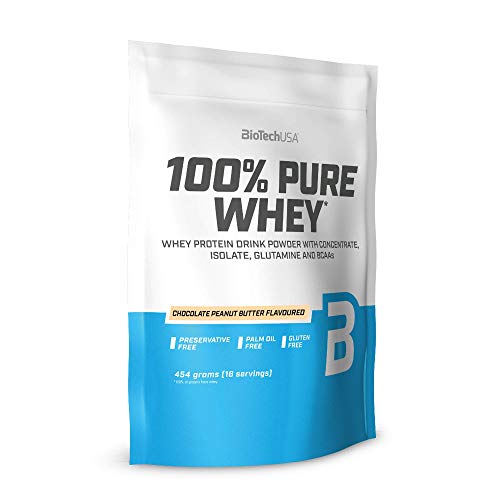 BioTech 100% Pure Whey Proteínas de Suero de Leche, Sabor Chocolate y Mantequilla de Cacahuete - 454 gr