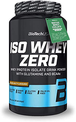 BioTech IsoWhey Zero Suplementos de Proteínas, Sabor Avellana - 908 gr