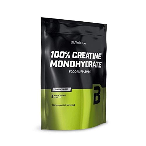 BioTech USA 100% Monohydrate Creatina - Monohidrato de creatina en polvo, sin sabor, 500 gr