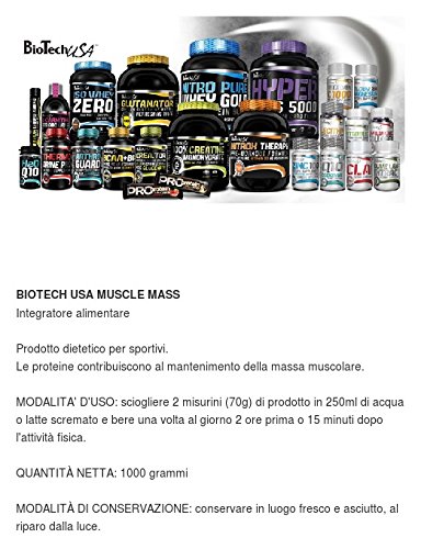 Biotech USA Muscle Mass Ganador de Peso y Carbohidratos Sabor Vainilla - 1000 gr