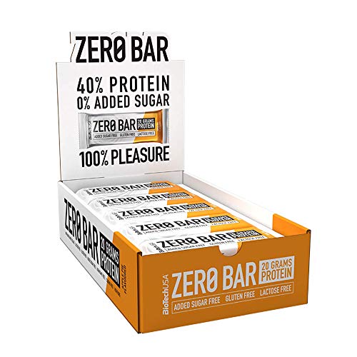 BioTechUSA Zero Bar Barrita de proteínas con alto contenido proteico, sin azúcar añadido o aspartamo, libre de lactosa y gluten, con edulcorantes, 20 * 50 g, Apple Pie
