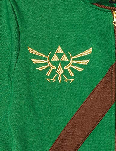 Bioworld EU Nintendo Legend of Zelda Female Link Outfit Full Length Zip Hoodie Sudadera con Capucha, Verde (Verde Verde), L para Mujer