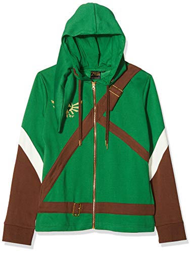 Bioworld EU Nintendo Legend of Zelda Female Link Outfit Full Length Zip Hoodie Sudadera con Capucha, Verde (Verde Verde), L para Mujer