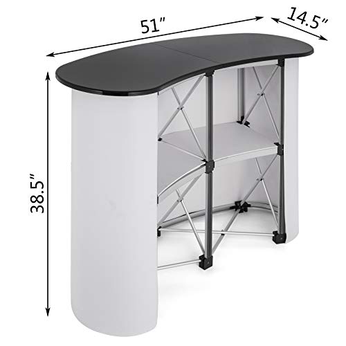 Bisujerro 130 X 40 cm Mostrador de Recepción Mesa de Mostrador Portátil Mesa de Recepcion para Exhibición de Feria Comercial