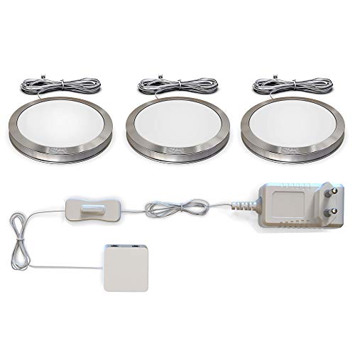 B.K.Licht LED bajo luz de gabinete I Iluminación para Vitrinas I Pack de 3 I Set completo en total 6W I Blana cálida 3000K 510lm I Luz Mueble Cocina B.K.Licht LED bajo luz de gabinete I Iluminación para Vitrinas I Pack de 3 I Set completo en total 6W I Blana cálida 3000K 510lm I Luz Mueble Cocina