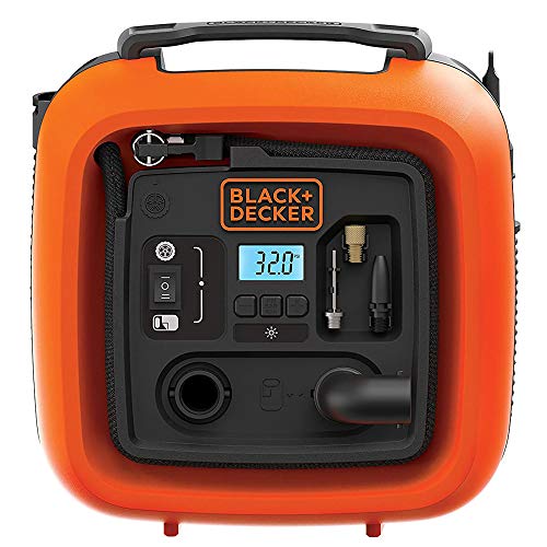 Black+Decker 11.0 Bomba de Aire Compresor/Bar/12 V, 160psi, para neumáticos, Pelotas, sillas de Ruedas, etc, con 2 Modos de Funcionamiento y AbPUMP de Modo, asi400, 0 W, 12 V