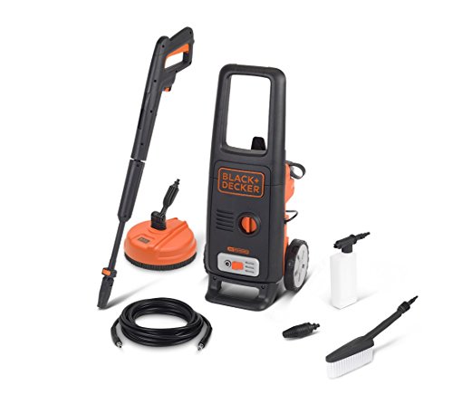 Black+Decker BXPW1600PE Hidrolimpiadora de Alta Presión (1600 W, 125 bar, 420 l/h) con Patio Cleaner y Cepillo Fijo