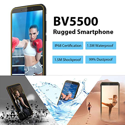 【Blackview Oficial】 BV5500 (2020) Móvil Libre Resistente IP68 Impermeable Robusto de 5.5" (13.9cm, 18:9), 2GB/16GB, Android 8.1, Doble Cámara 8MP+5MP, 4400mAh Batería SIM Doble Smartphone- Amarillo 【Blackview Oficial】 BV5500 (2020) Móvil Libre Resistente IP68 Impermeable Robusto de 5.5" (13.9cm, 18:9), 2GB/16GB, Android 8.1, Doble Cámara 8MP+5MP, 4400mAh Batería SIM Doble Smartphone- Amarillo