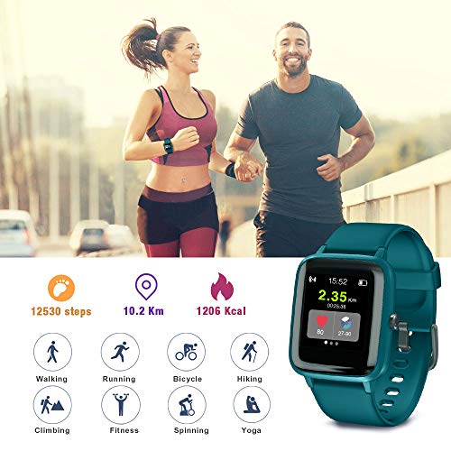 Blackview Smartwatch Fitness Tracker Watch Hombres Mujeres, Reloj Inteligente Deportivo con 5ATM Muñeca Pulsómetros de muñeca Monitor de Actividad Podómetro para Android iPhone Samsung Huawei Xiaomi