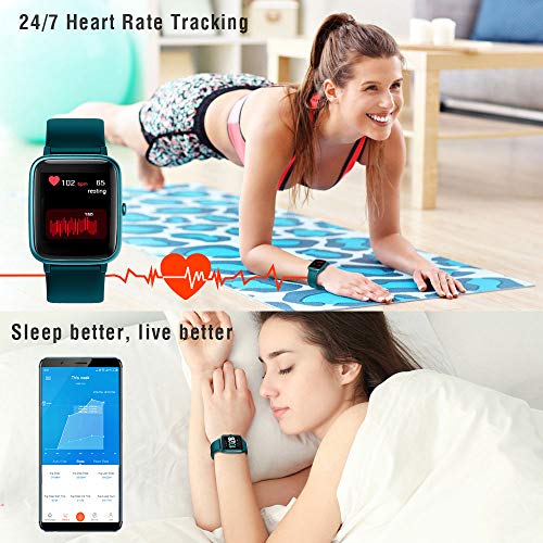 Blackview Smartwatch Fitness Tracker Watch Hombres Mujeres, Reloj Inteligente Deportivo con 5ATM Muñeca Pulsómetros de muñeca Monitor de Actividad Podómetro para Android iPhone Samsung Huawei Xiaomi